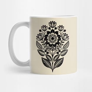 Black Floral Balkan Folk Art Mug